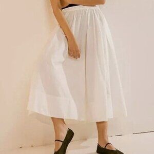 Free People White Cotton Midi Skirt – Boho Style Size: S